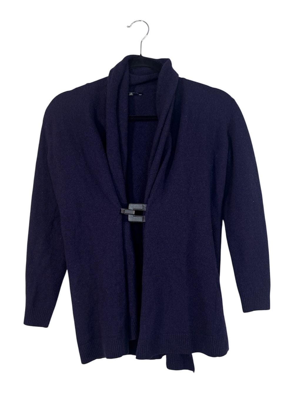 Lafayette 148 Navy Blue Cashmere Wool Blend Shawl Neck Cardigan Sweater Womens S